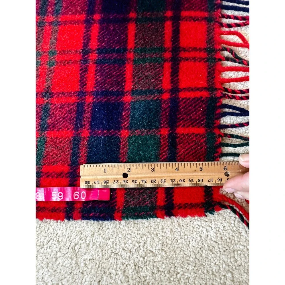 Vintage Woven in the British Isles Red‎ Royal Stewart Style Tartan Throw Blanket